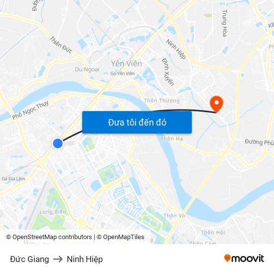 Đức Giang to Ninh Hiệp map