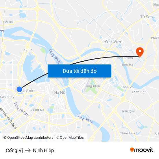 Cống Vị to Ninh Hiệp map