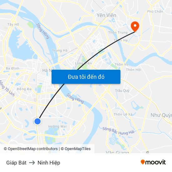 Giáp Bát to Ninh Hiệp map