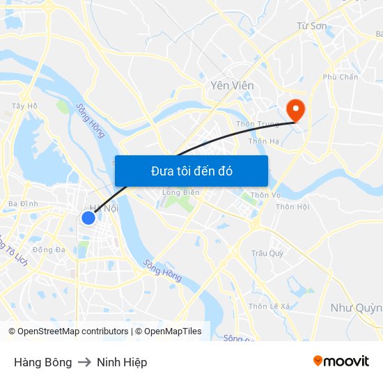 Hàng Bông to Ninh Hiệp map