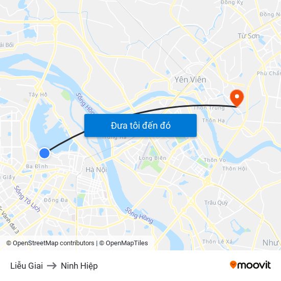 Liễu Giai to Ninh Hiệp map