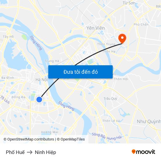 Phố Huế to Ninh Hiệp map