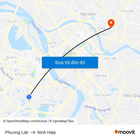 Phương Liệt to Ninh Hiệp map