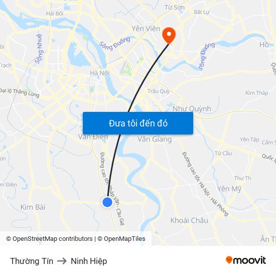 Thường Tín to Ninh Hiệp map