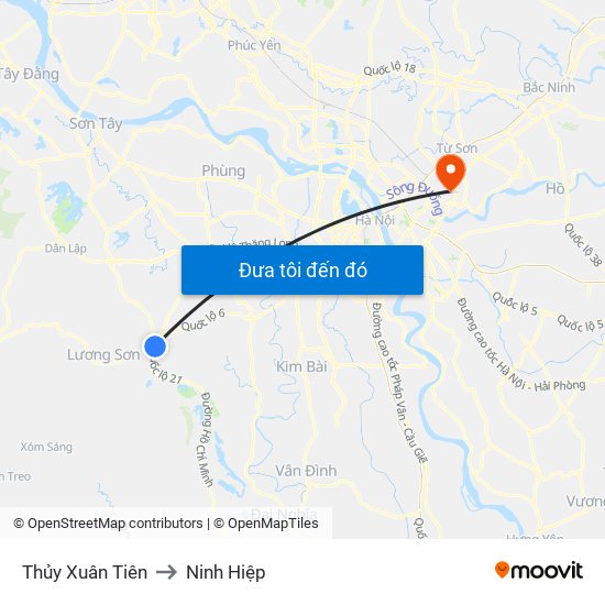 Thủy Xuân Tiên to Ninh Hiệp map