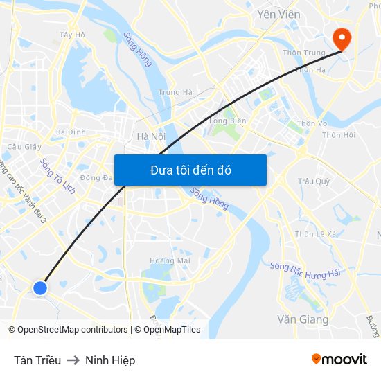 Tân Triều to Ninh Hiệp map