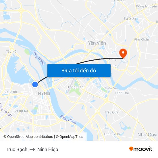 Trúc Bạch to Ninh Hiệp map