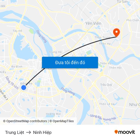 Trung Liệt to Ninh Hiệp map