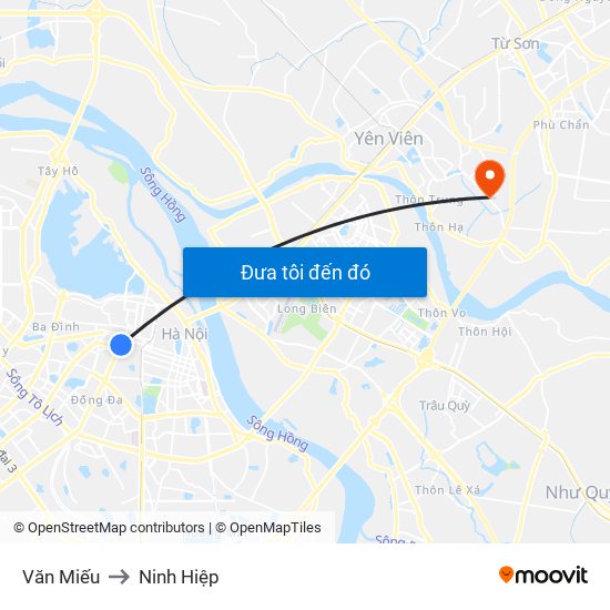 Văn Miếu to Ninh Hiệp map