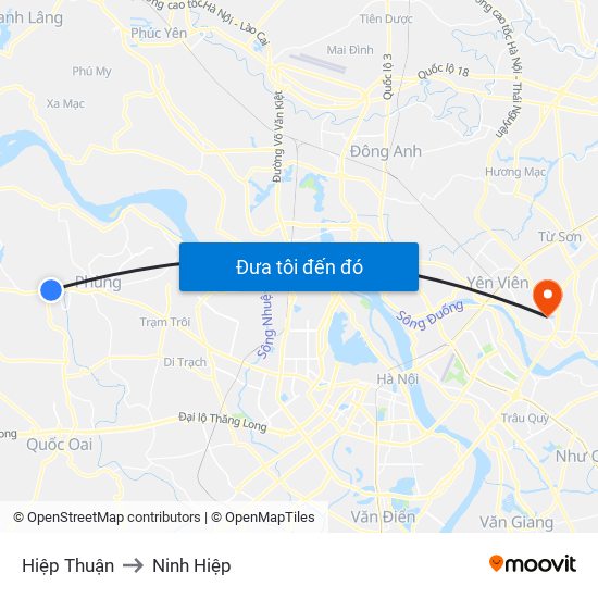 Hiệp Thuận to Ninh Hiệp map