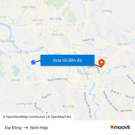 Đại Đồng to Ninh Hiệp map