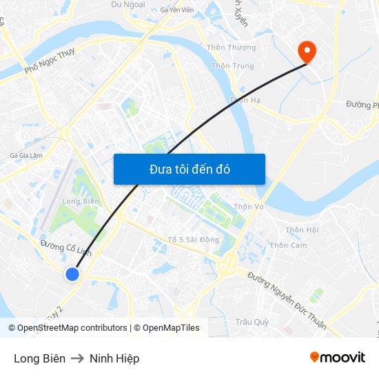 Long Biên to Ninh Hiệp map
