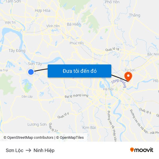 Sơn Lộc to Ninh Hiệp map