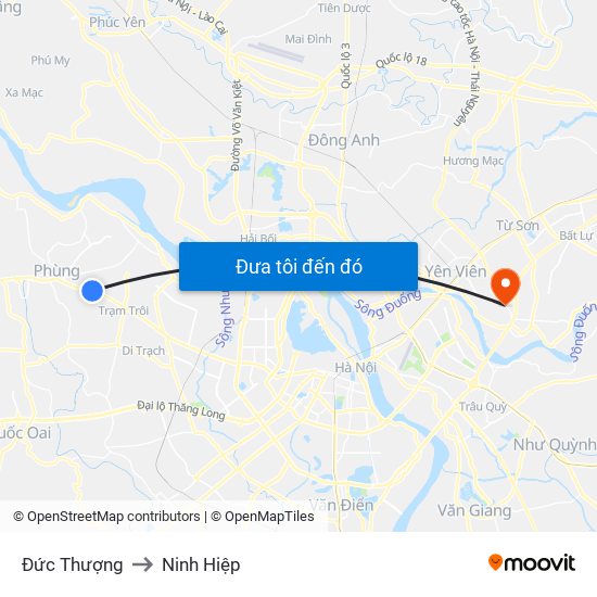 Đức Thượng to Ninh Hiệp map