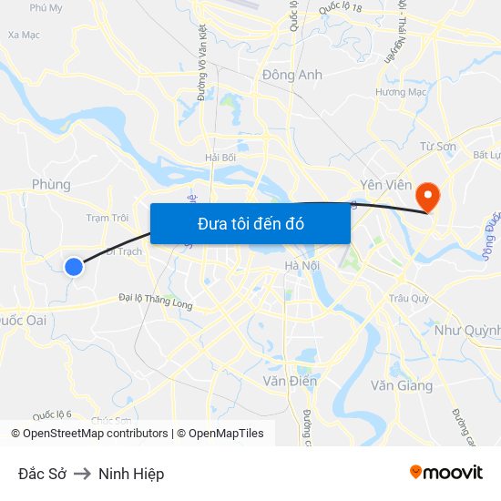 Đắc Sở to Ninh Hiệp map