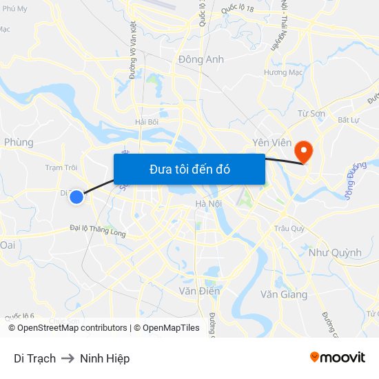 Di Trạch to Ninh Hiệp map