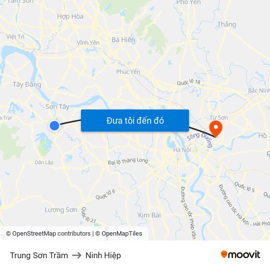 Trung Sơn Trầm to Ninh Hiệp map