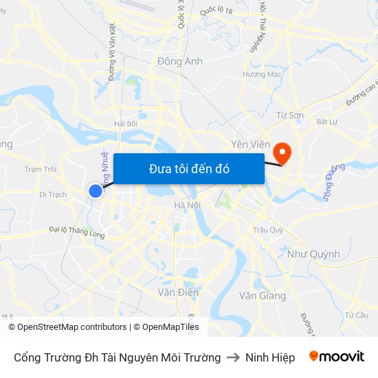 Cổng Trường Đh Tài Nguyên Môi Trường to Ninh Hiệp map