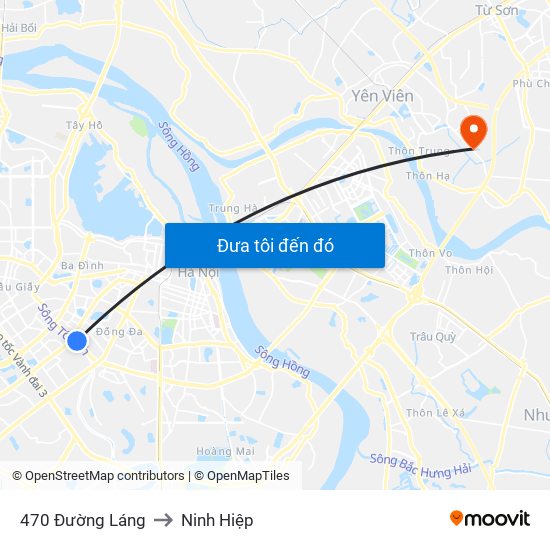 470 Đường Láng to Ninh Hiệp map