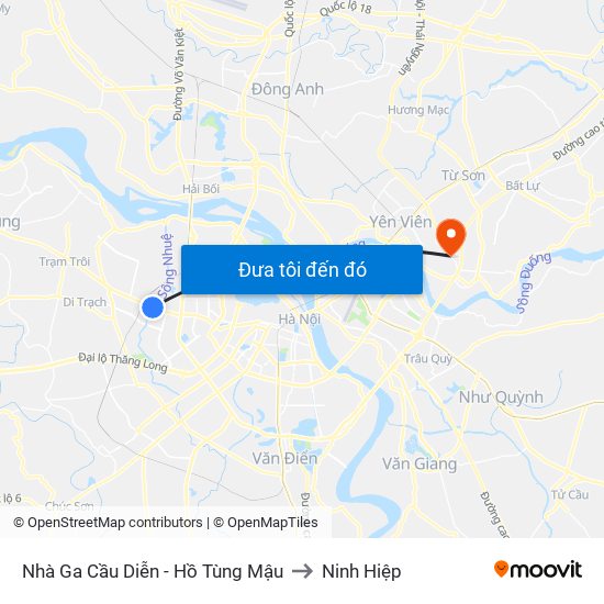 Nhà Ga Cầu Diễn - Hồ Tùng Mậu to Ninh Hiệp map