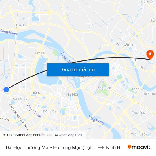 Đại Học Thương Mại - Hồ Tùng Mậu (Cột Sau) to Ninh Hiệp map