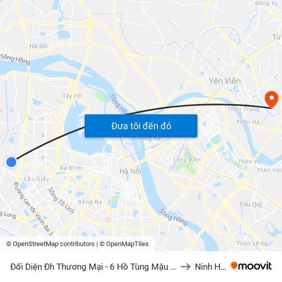 Đối Diện Đh Thương Mại - 6 Hồ Tùng Mậu (Cột Sau) to Ninh Hiệp map