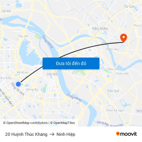 20 Huỳnh Thúc Kháng to Ninh Hiệp map