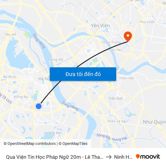 Qua Viện Tin Học Pháp Ngữ 20m - Lê Thanh Nghị to Ninh Hiệp map