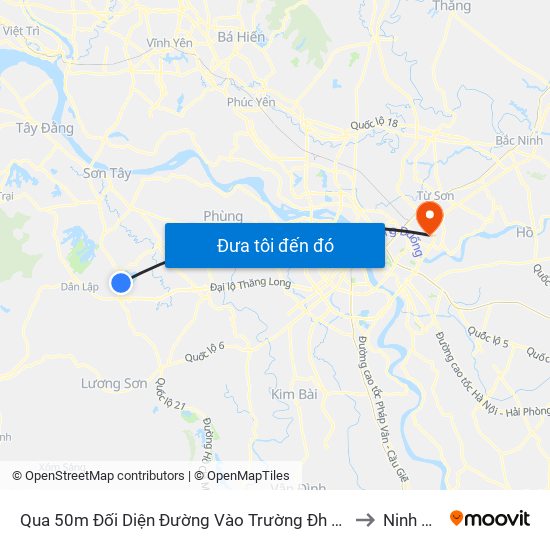 Qua 50m Đối Diện Đường Vào Trường Đh Fpt, Hòa Lạc to Ninh Hiệp map