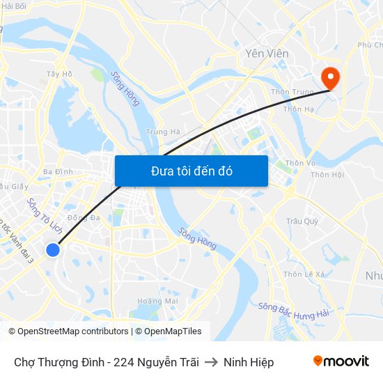 Chợ Thượng Đình - 224 Nguyễn Trãi to Ninh Hiệp map