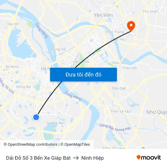 Dải Đỗ Số 3 Bến Xe Giáp Bát to Ninh Hiệp map
