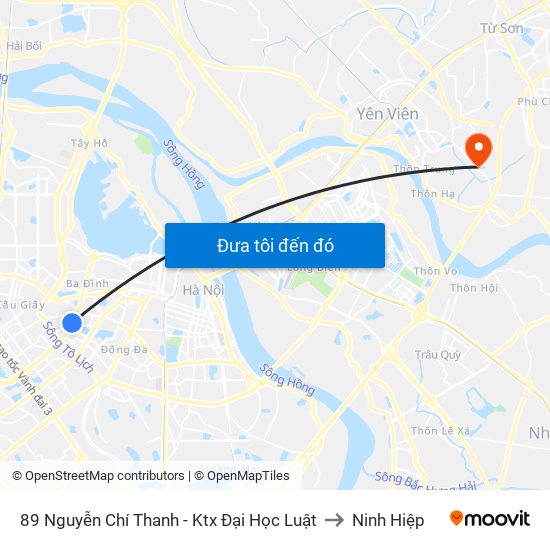 89 Nguyễn Chí Thanh - Ktx Đại Học Luật to Ninh Hiệp map
