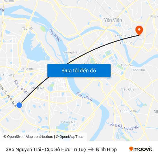 386 Nguyễn Trãi - Cục Sở Hữu Trí Tuệ to Ninh Hiệp map