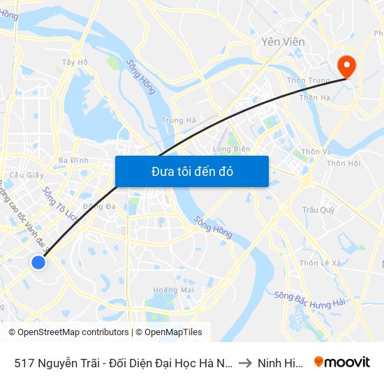 517 Nguyễn Trãi - Đối Diện Đại Học Hà Nội to Ninh Hiệp map