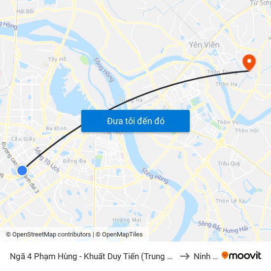 Ngã 4 Phạm Hùng - Khuất Duy Tiến (Trung Tâm Hội Nghị Quốc Gia) to Ninh Hiệp map