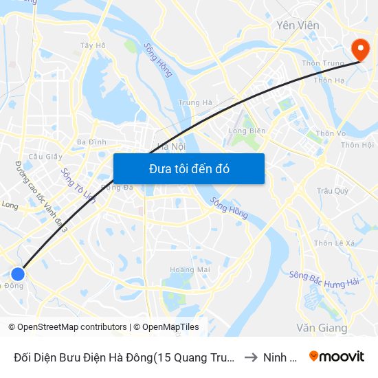 Đối Diện Bưu Điện Hà Đông(15 Quang Trung Hà Đông) to Ninh Hiệp map