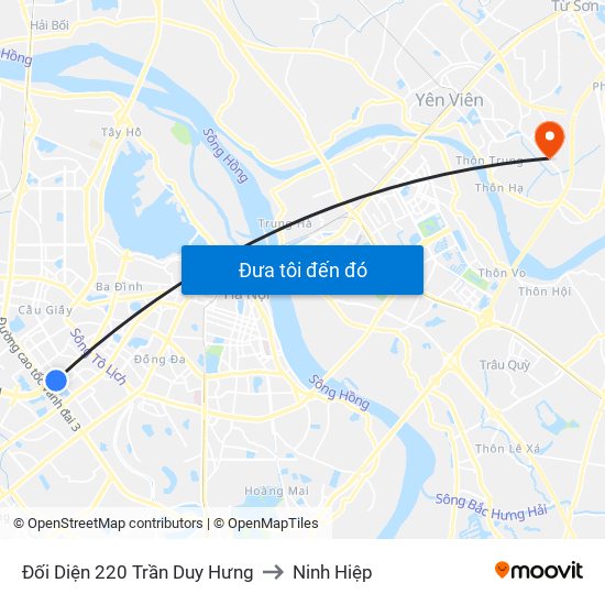 Đối Diện 220 Trần Duy Hưng to Ninh Hiệp map