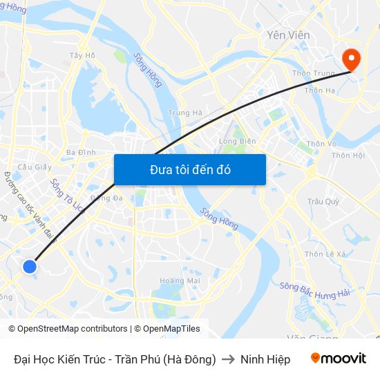 Đại Học Kiến Trúc - Trần Phú (Hà Đông) to Ninh Hiệp map
