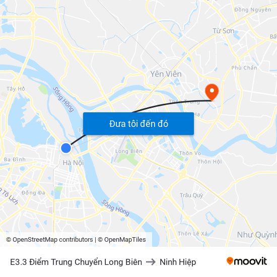 E3.3 Điểm Trung Chuyển Long Biên to Ninh Hiệp map