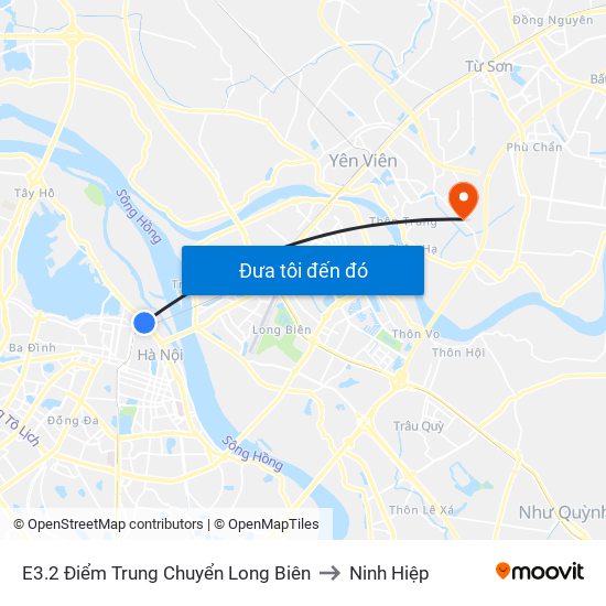 E3.2 Điểm Trung Chuyển Long Biên to Ninh Hiệp map