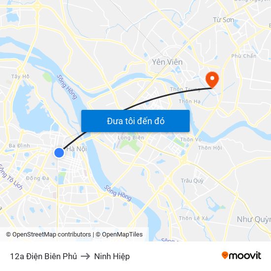 12a Điện Biên Phủ to Ninh Hiệp map