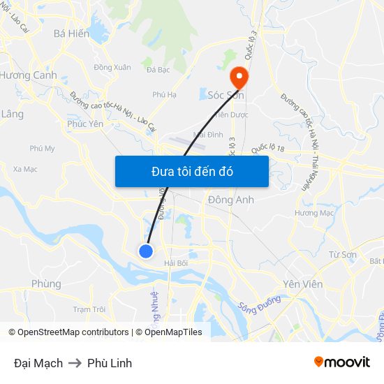 Đại Mạch to Phù Linh map