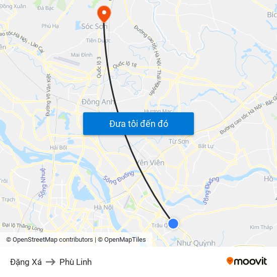 Đặng Xá to Phù Linh map