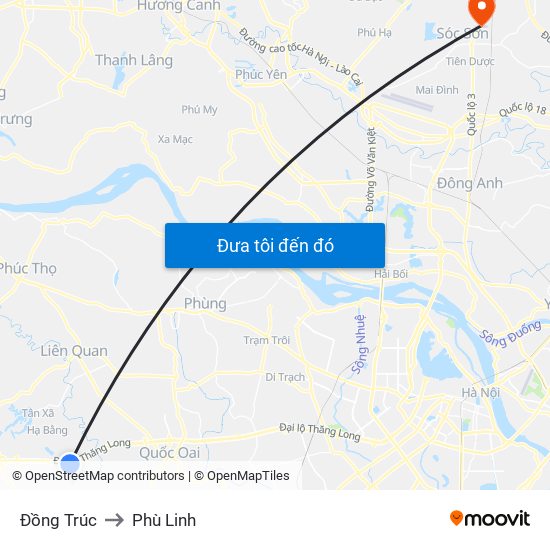 Đồng Trúc to Phù Linh map