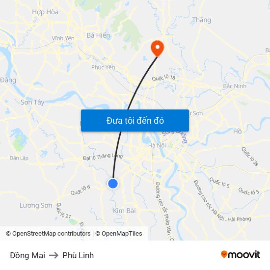 Đồng Mai to Phù Linh map