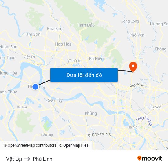 Vật Lại to Phù Linh map