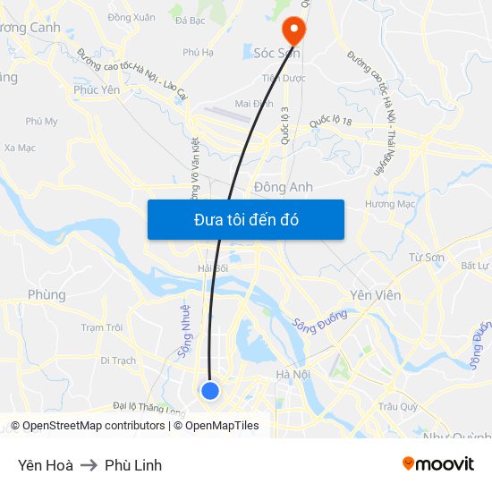 Yên Hoà to Phù Linh map