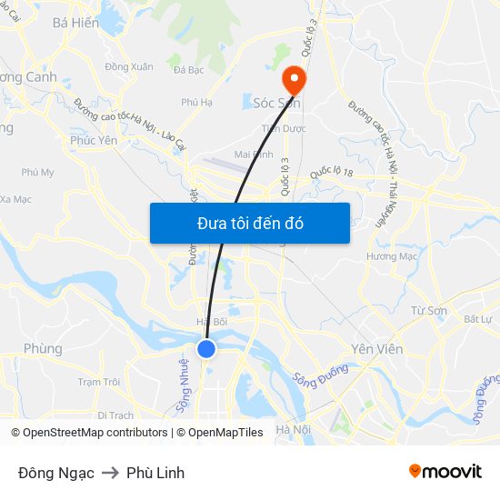 Đông Ngạc to Phù Linh map