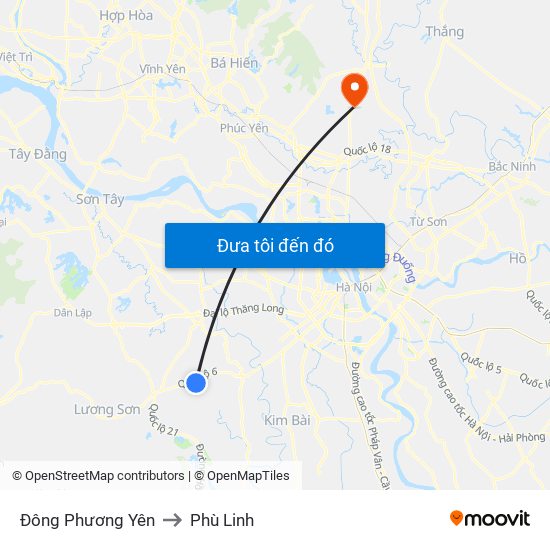 Đông Phương Yên to Phù Linh map