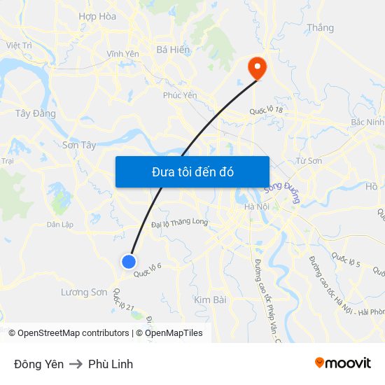 Đông Yên to Phù Linh map